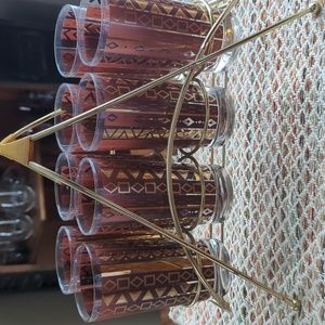 Ernest Sohn set of eight barware glasses in gold caddy